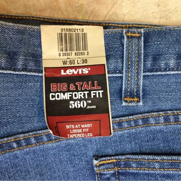 Levi's 560 Comfort 60x30 Big & Tall Loose Fit Denim Jeans - Men's - New! - Picture 3 of 9